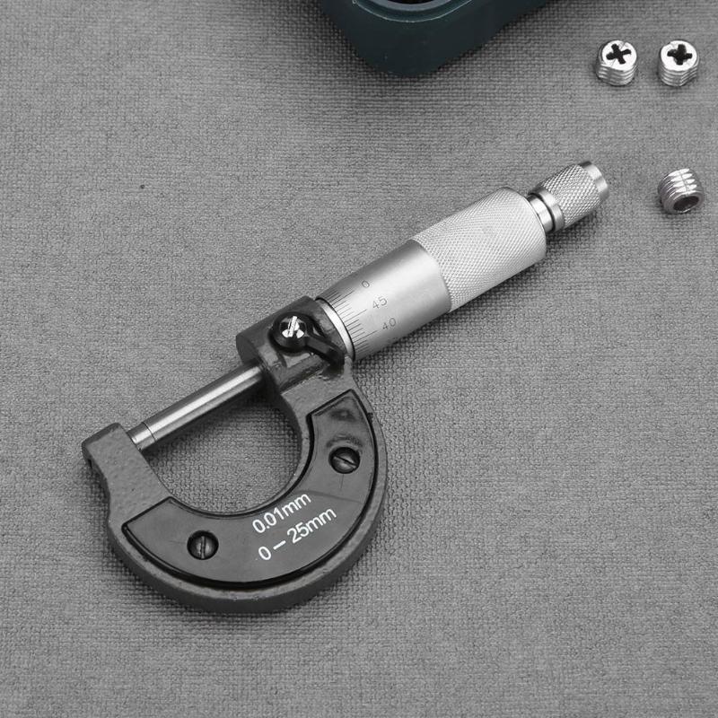 Protable 0-25mm/0.01mm Outside Micrometer Caliper Precision Gauge Vernier Caliper Measuring Tools Carbon Steel Measure Tools