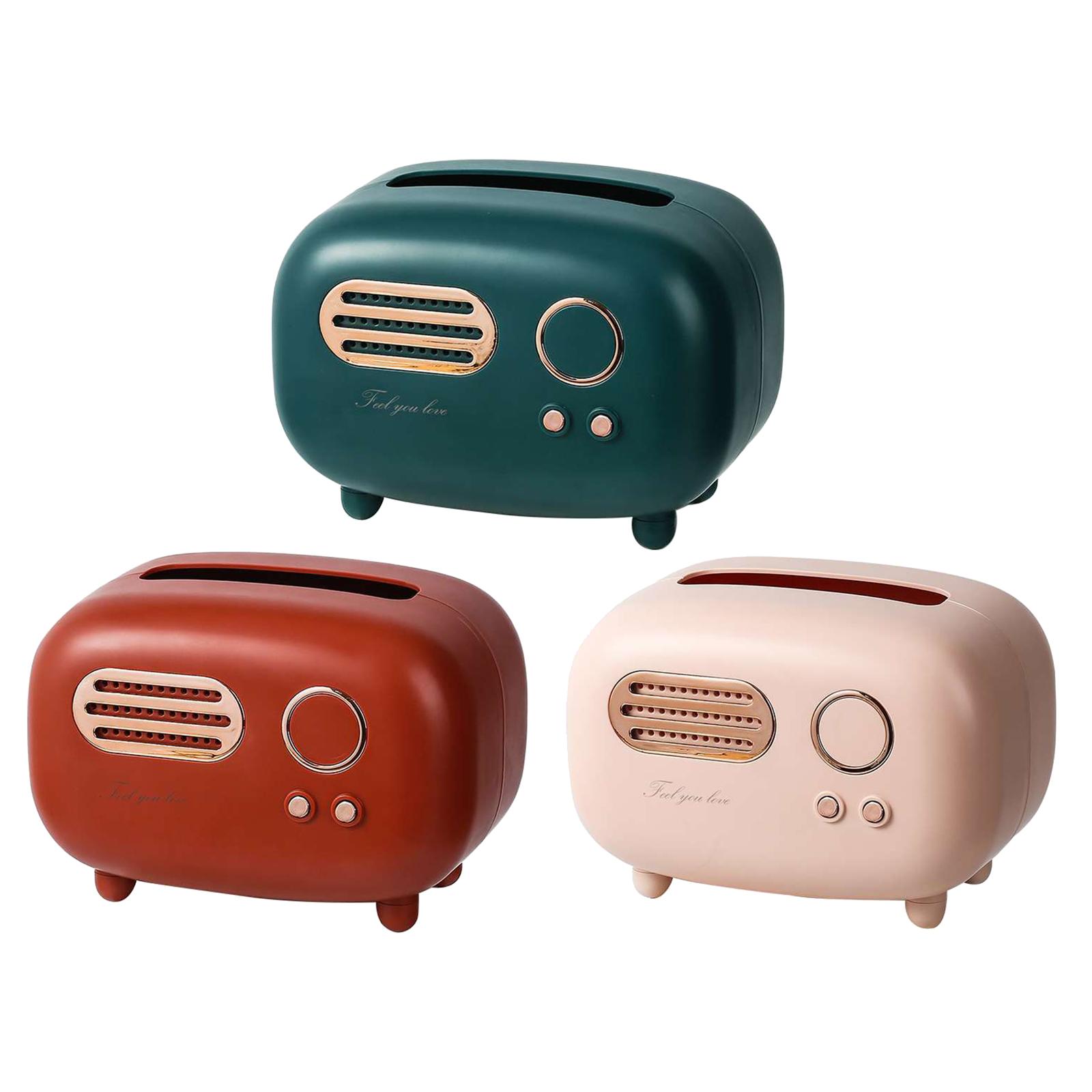 Retro Radio Tissue Box Cover Removable Paper Dispenser Tissue Holder for Coffee Shop Bar Wine Cellar Restaurant Decorative