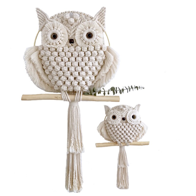 Hiboux rêves attrapeurs macramé tenture murale à la main glands capteur de rêves décoration de la maison Style nordique décor à la maison coton