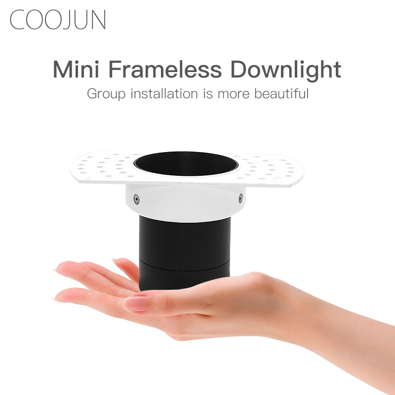 Coojun Led Randloos Downlight 5W Ingebed Plafondlamp Frame Naadloze Cree Cob Cri Ra 93 Muur Wassen Mini Spotlight indoor Lamp