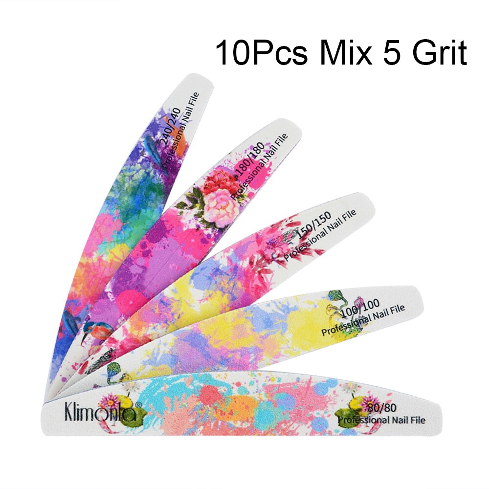 3/5/10 pz/lotto lima per unghie professionale 100/180 mezzaluna carta vetrata blocchi di levigatura per unghie rettifica lucidatura strumenti per la cura del manicure nuovo: 10pezzi mescolare Grit