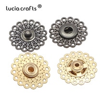 Lucia crafts 5 par/parti guld/pistol sort blomst form metal trykknapper trykknapper gør det selv sytøj tilbehør  g0522