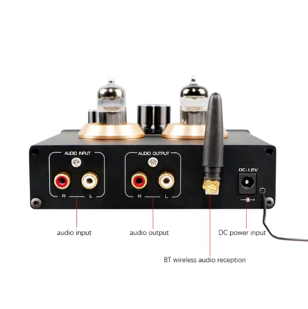 BRZHIFI Audio F5 Tube Preamplifier HiFi Bluetooth 5.0 Preamp with USB TF Card Support App Remote Control FM Radio