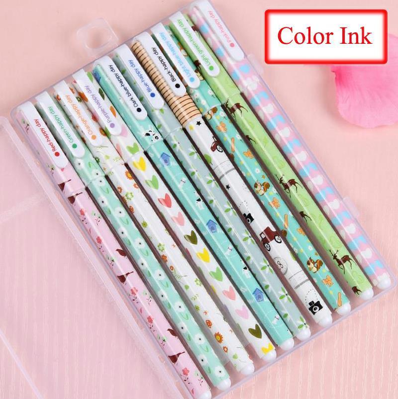 10 unids 6 unids kawaii flor colorida Cancillería gel pluma material escolar oficina papelería papelaria canetas coloridas color de la pluma 04083: 04117-4