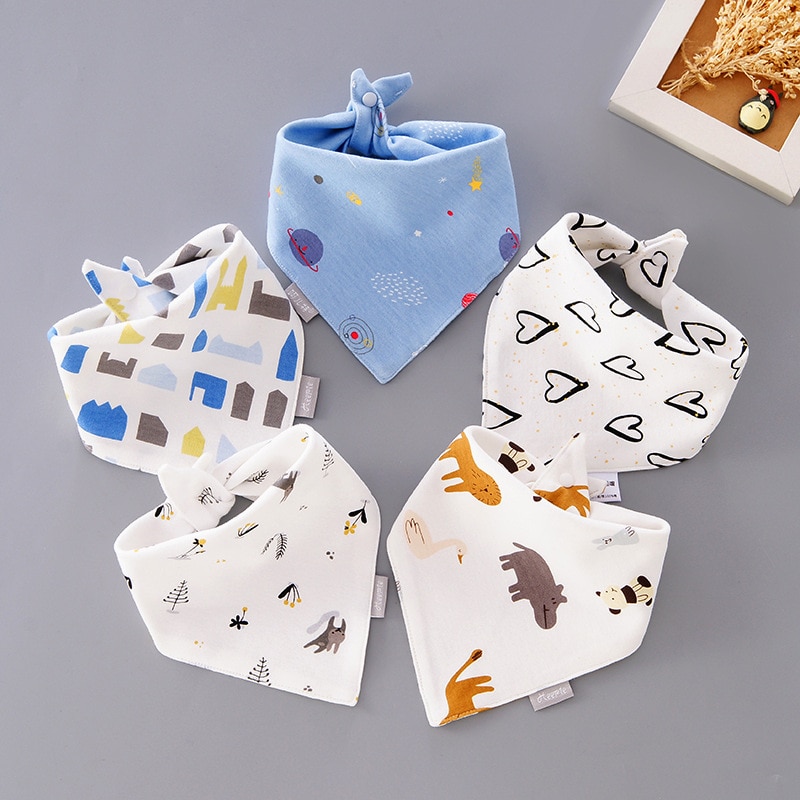 5 Stks/set Slabbers Driehoek Dubbele Katoen Bandana Slabbetjes Baby Jongens Meisjes Babador Voeden Kiel Zuigeling Burp Doek Baby Speeksel handdoek: 1
