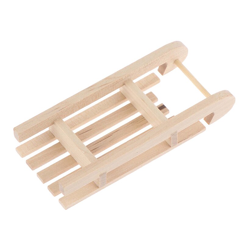 1pc Mini Wooden Sleigh Box Model DIY Christmas Landscape Doll House Accessory 1/12