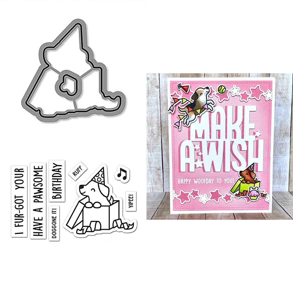 Critter Border Diglogue Cutting Dies Clear Stamps Happy Birthday Sentiments for DIY Scrapbooking Paper Cards Craft: S / DEEP BLUE