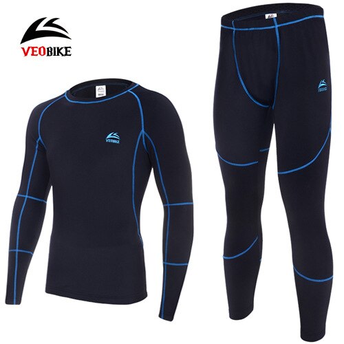 Men's Thermal Underwear Male Apparel Sets Autumn Winter Warm Clothes Riding Suit: Blue / L