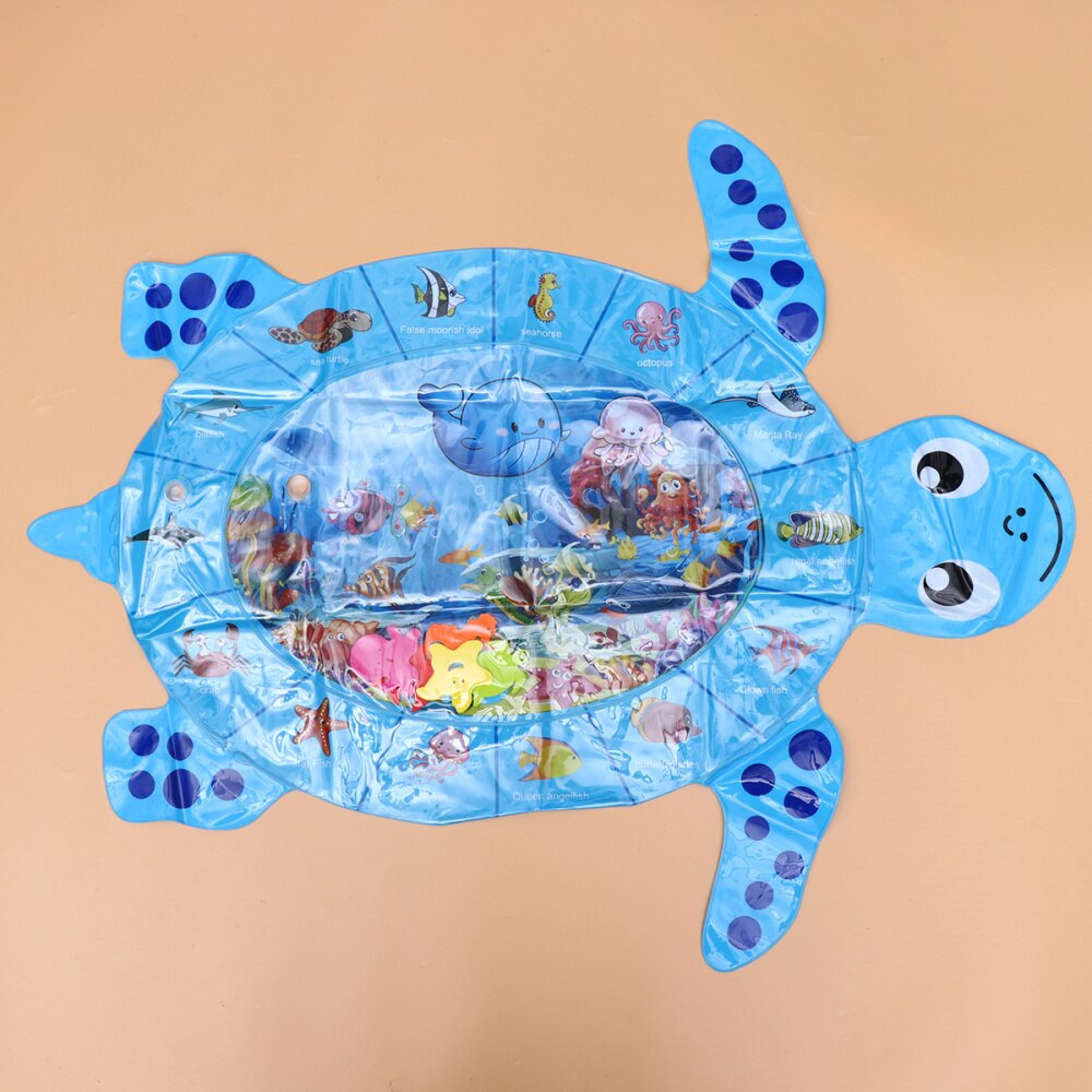 Baby PVC Tummy Time Cushion Sea Turtle Toddler Inflatable Ice Water Patted Mat Interaction Time Toddler Water Pad Playmat Pad (S