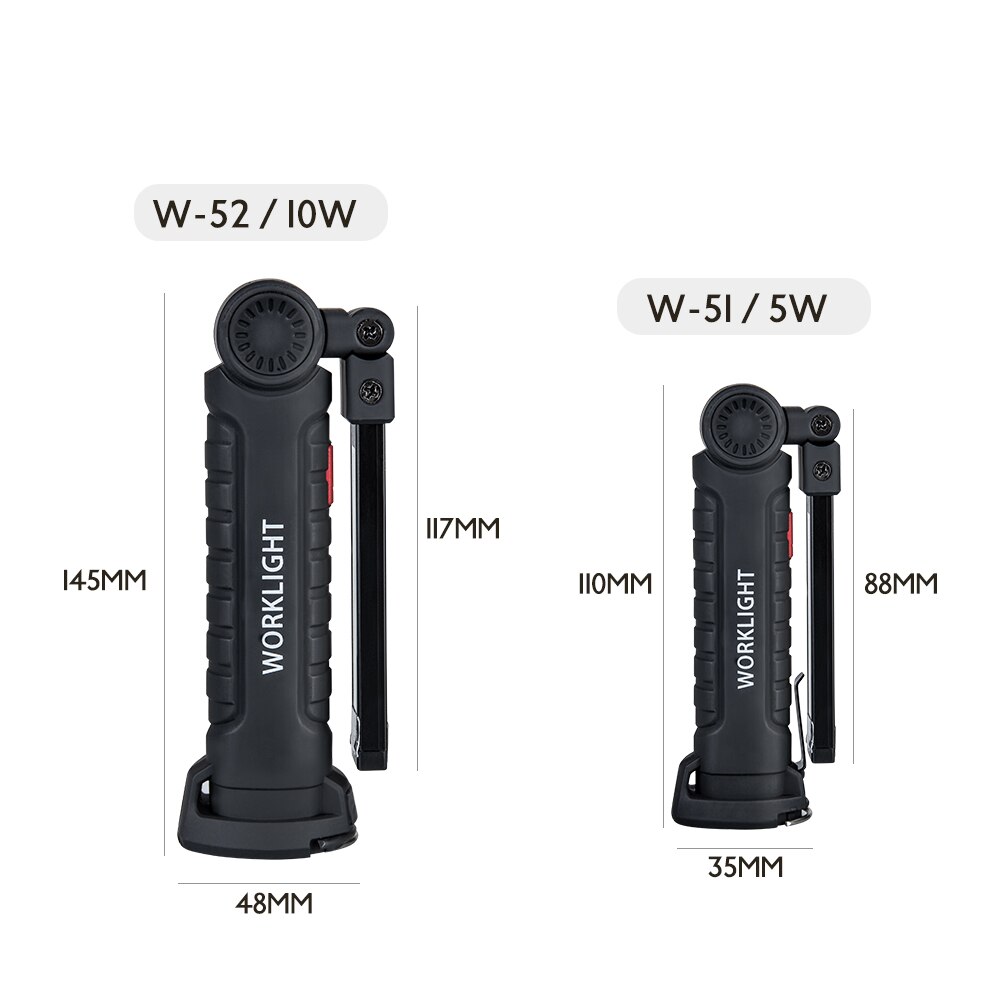 5W 10W Rechargeable LED Work Lights Portable Hand Lamp 800 Lumen 5 Modes COB LED Spotlight With Magnetic Base IP44