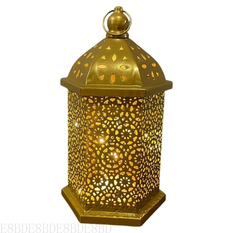 E8bd arabische Eisen ausgehöhlten Laternen Marokko LED Hängende Beleuchtung für Schlafzimmer Umgebungen: M / Gold