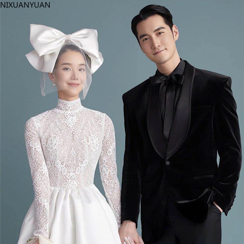 Witte minimalistische witte oversized strik haarspeld sluier die bruidshoofdtooi bedekt bruiloft accessoires