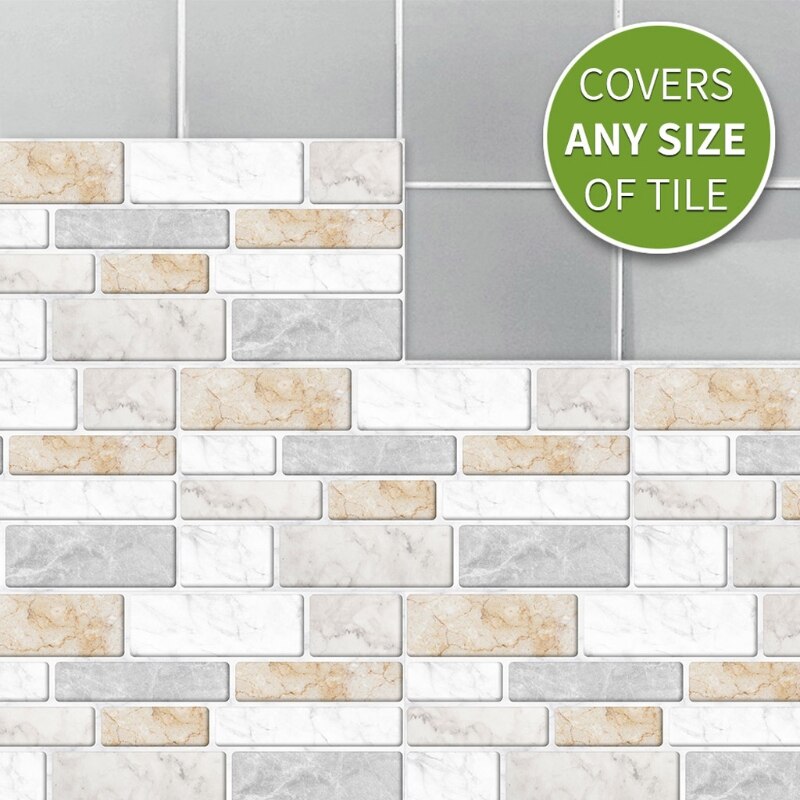 27pcs Imitation Marble Brick Tile Stickers DIY Self Adhesive Kitchen Floor Wall