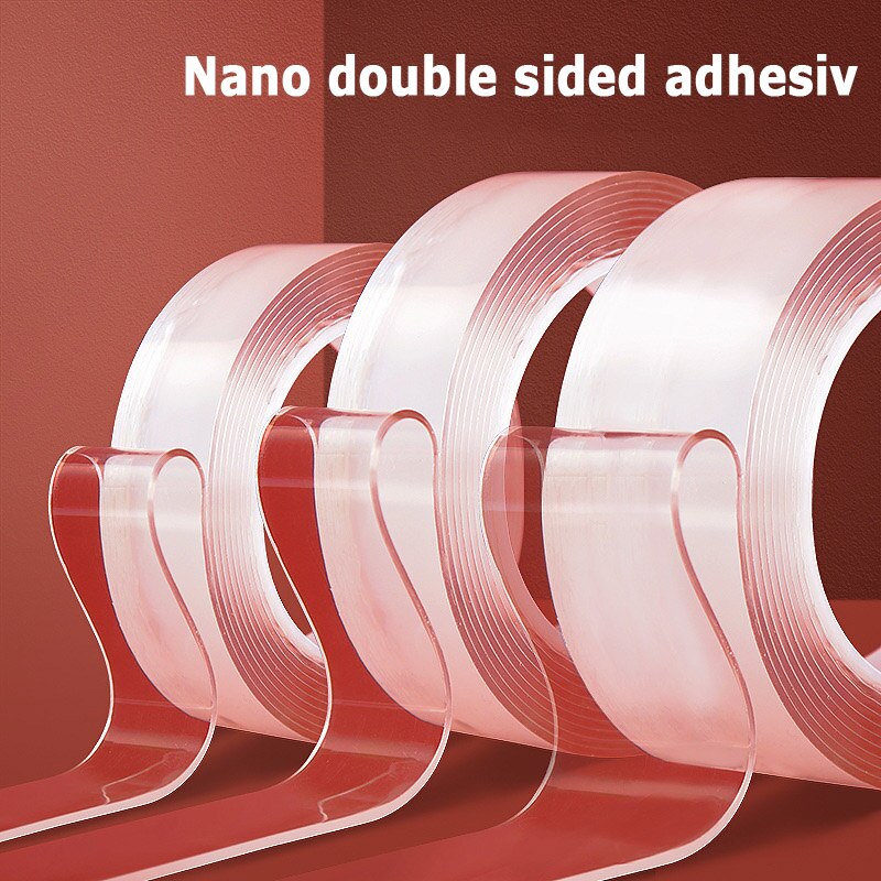 Superstark dubbelhäftande tejp genomskinlig dubbelhäftande tejp för scrapbooking 1m/3m spårlös nano dubbelhäftande tejp
