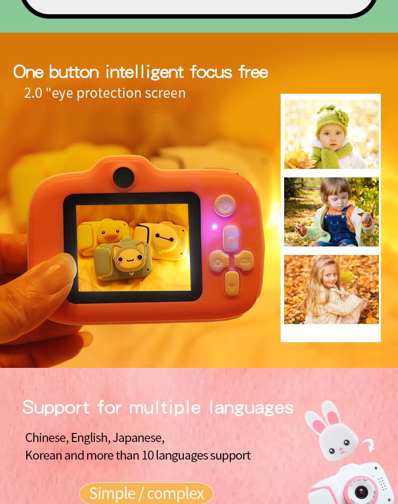 Mini Cartoon Kids Camera Creatieve Kinderen Camera Hd Digitale Camera Draagbare 1080P Camera Voor Kinderen Verjaardag Kerst Cadeau