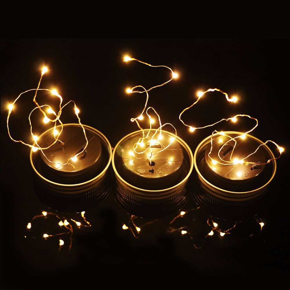Guirnalda de luces LED alimentada por energía Solar para Mason Jar, tapa de tarro con cambio de Color, decoración de jardín, frascos para la boca regulares, n. ° 20