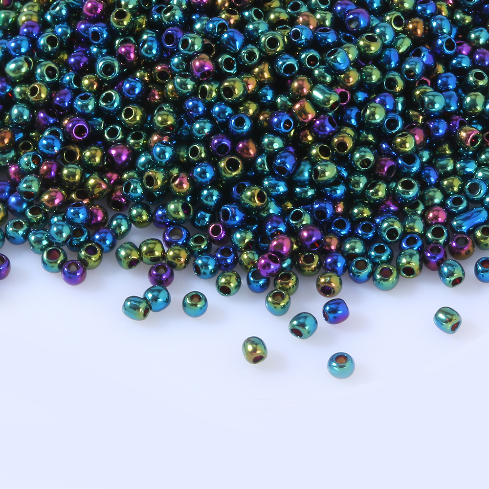 Cuentas de vidrio metálicas de 2mm, 11/0, espaciador redondo checo brillante, cuentas de semilla de corneta de cristal para fabricación de joyas, collar, pulsera, accesorios Diy: Azul cielo