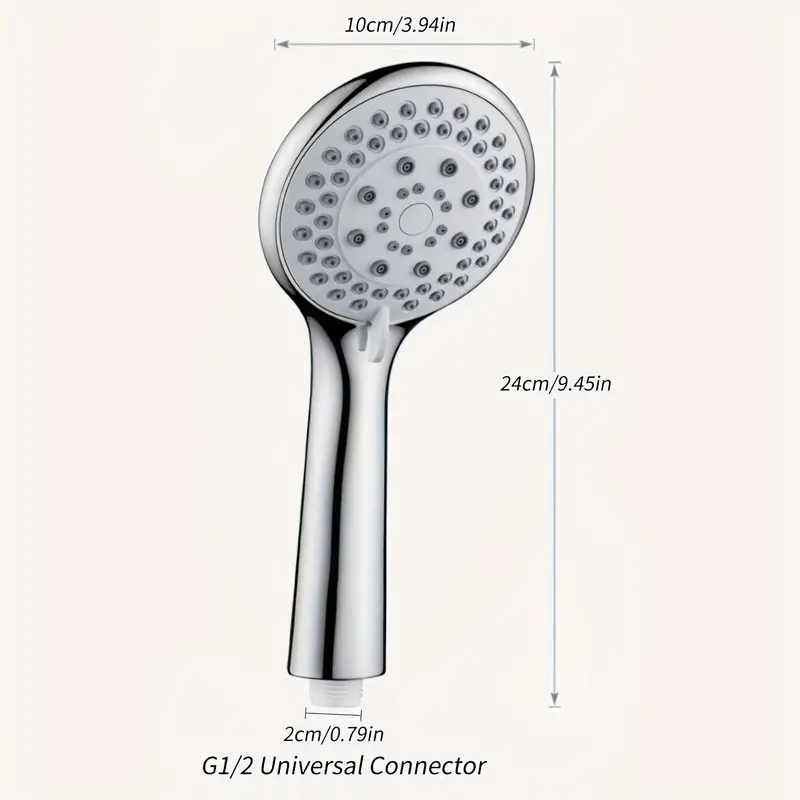 Pommeau de douche réglable à grande sortie d'eau à cinq vitesses, chauffage universel domestique, ensemble de pomme de douche à main à trou grossier pour salle de bain: WHITE