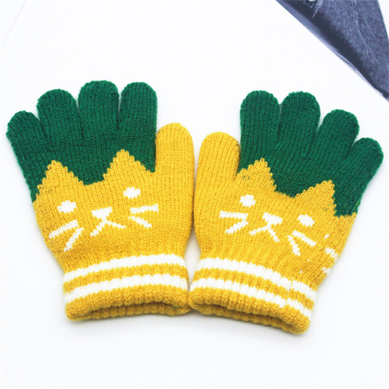 Splice Mittens Winter Baby Boys Girls Knitted Gloves Warm Rope Full Finger Mittens Gloves for Children Toddler Kids