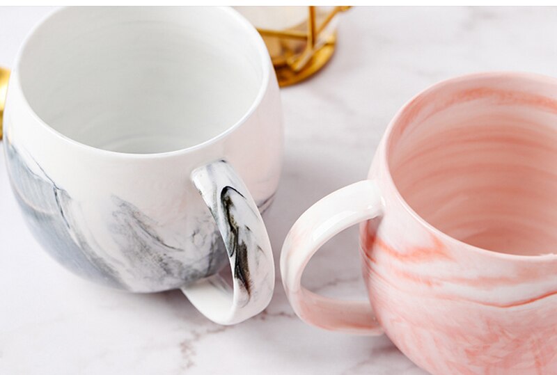 Naturlig marmor porslin kaffekopp, te mjölk koppar och muggar rosa frukost keramik kopp bröllop