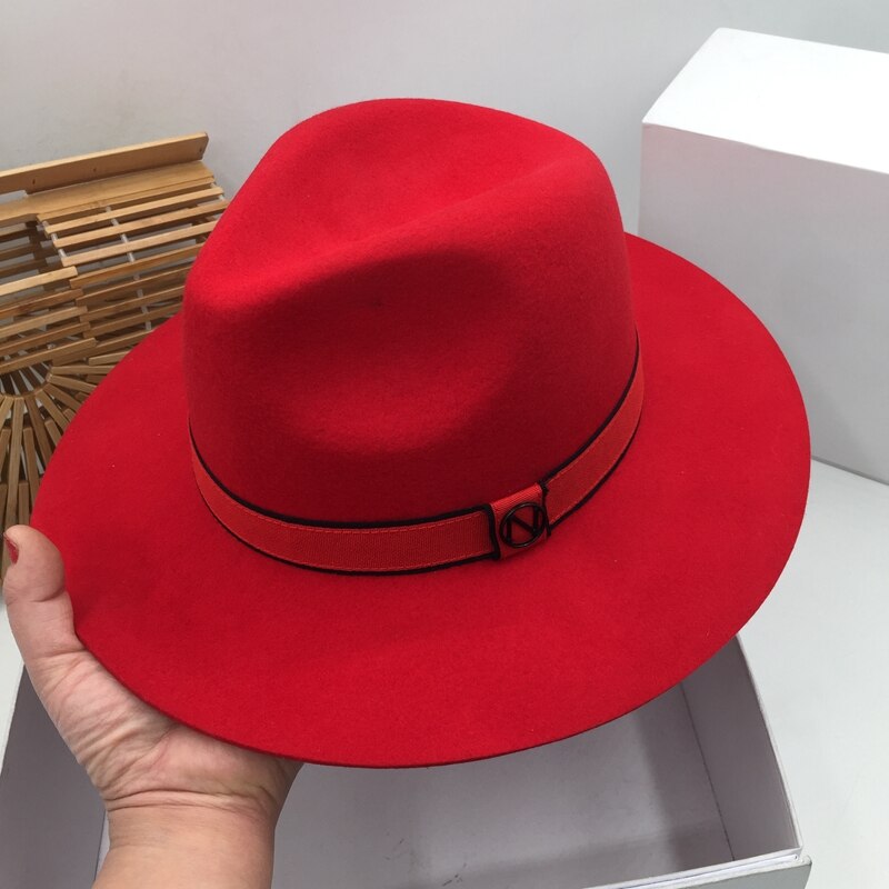Kapelusz dla mężczyzn i kobiet nowy czerwony kapelusz Pan wełniany kapelusz dzwon modne kapelusze