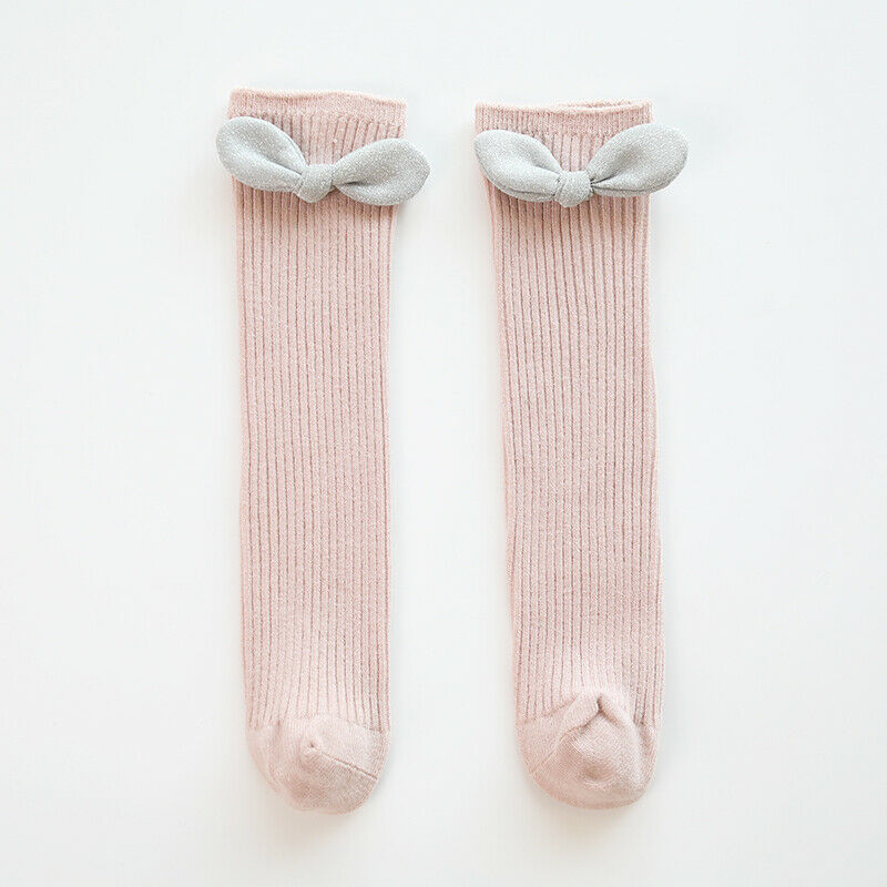 Neugeborenen Baby Baby Mädchen Socken Solide Bogen Knie Hohe Socken Herbst Winter Warme Kinder: Rosa / M