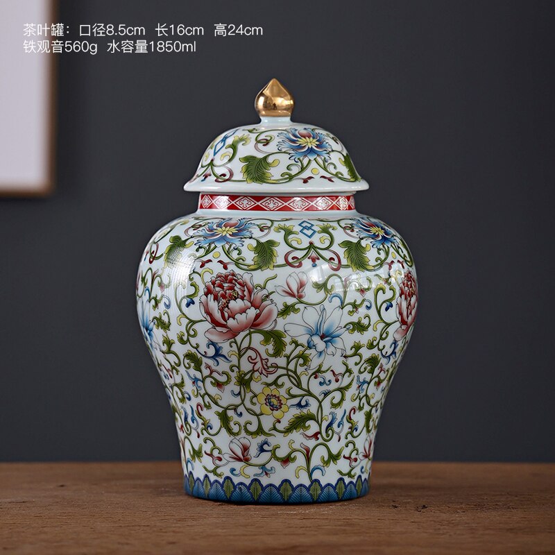 Recipiente grande de cerámica para almacenamiento de té, recipiente sellado para guardar alimentos, tarro decorativo para dulces, caja de té: A large 16x24cm