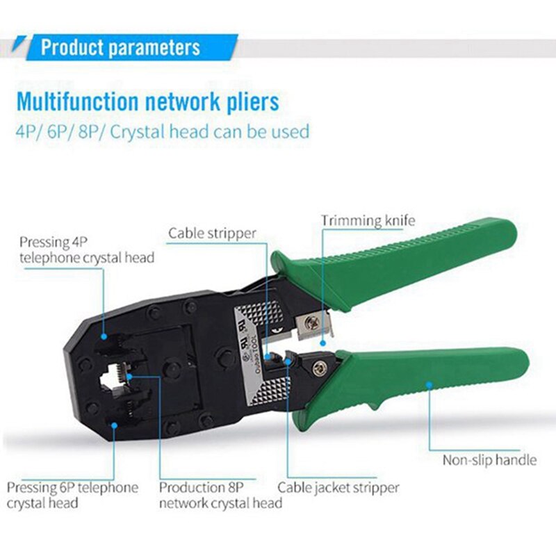 7 -teiliges netzwerkkabel-testgerät,  rj45 crimpzangen, abisolierzange, tragbares lan-netzwerk-reparaturset, kabeltester