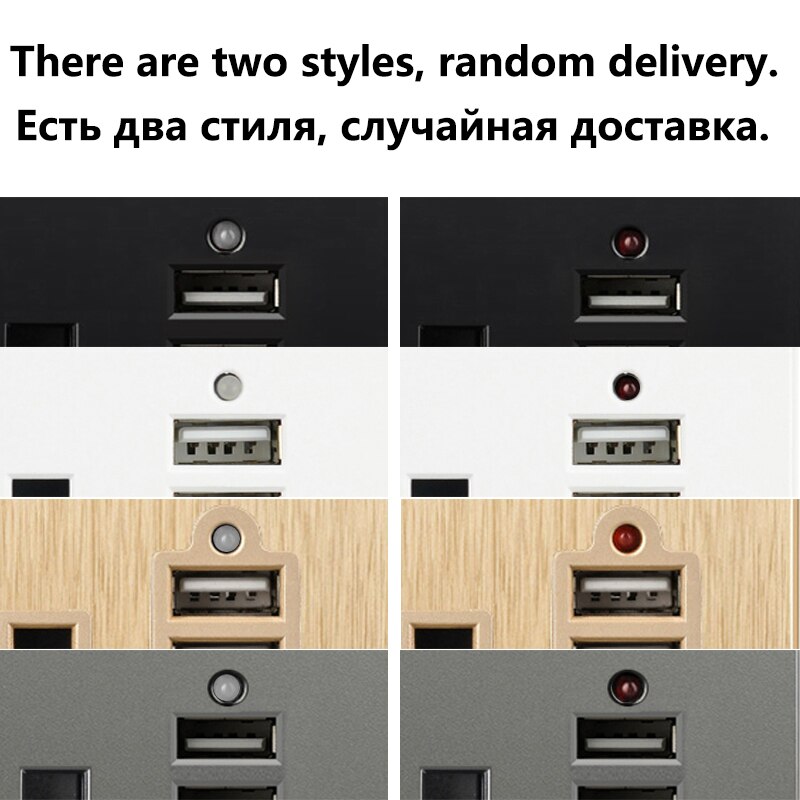 USB Wall Socket 3 Pins UK Standard Outlet 13A 110V-250V Socket 2.1A Dual USB Plug Charger Ports Double Wall Power Gray Plastic