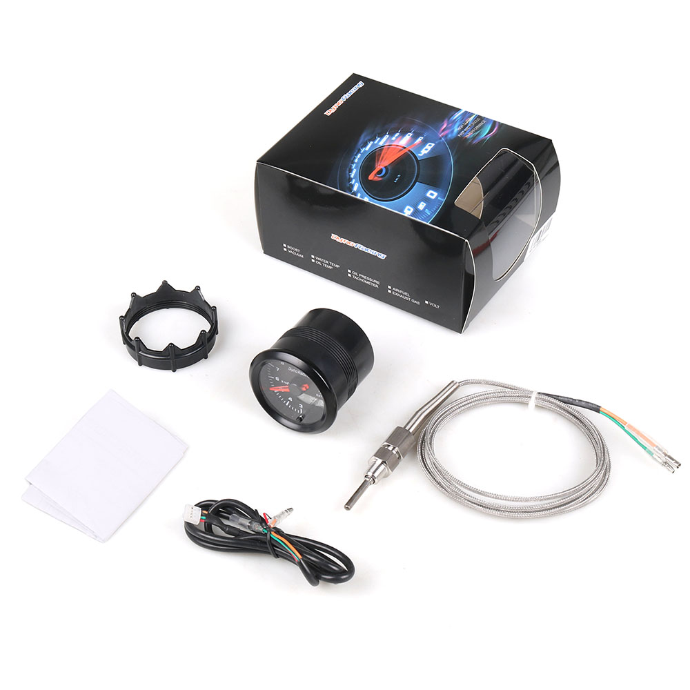 Dynoracing 2&#39;&#39; 52mm Dual Display Exhaust Gas Temp Gauge 7 colors Led 300-1300 Celsius EGT EXT Gauge with Stepper Motor BX101503