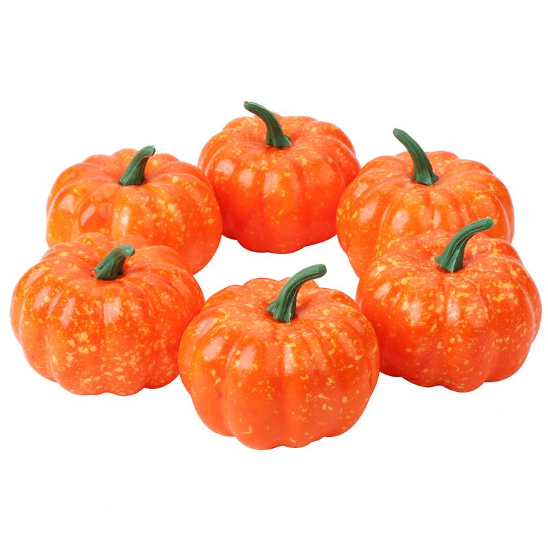 6 stk halloween pumpkinfake grøntsagssimulation halloween kunstig græskar diy håndværk hjem fødselsdagsfest bryllupsdekoration: Orange