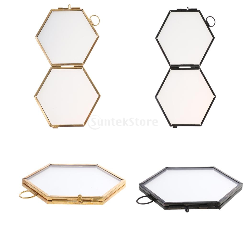 Hanging Metal Glass Vintage Hexagon Photo Picture Frame Keepsake 8.8x8.5cm