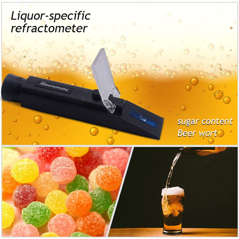 Hydrometer With ATC Beer Testing Measuring Tool Portable Refractometer Alcohol Fruit Sugar Wine 0-32% Brix Dual Scale