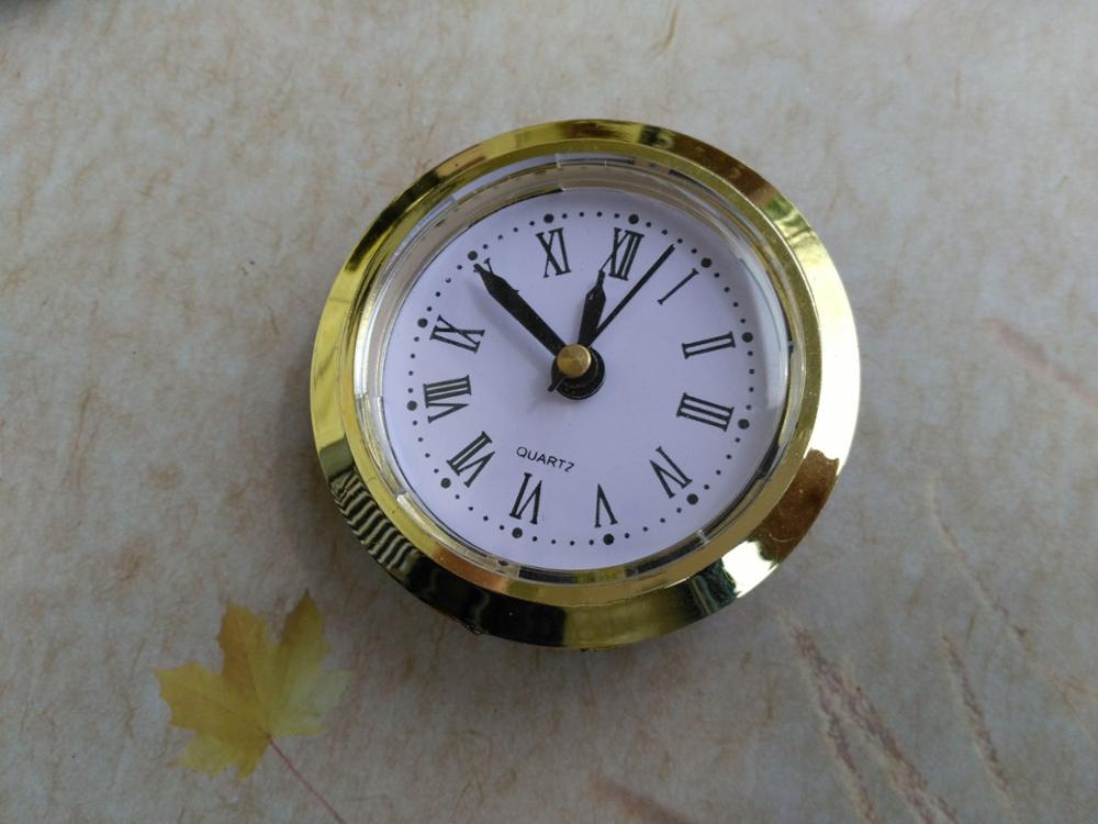 2 Pieces Plastic Gold Rim Face Diameter 50MM Insert Quartz Clock for Built - in Clock DIY Craft Desk Clock