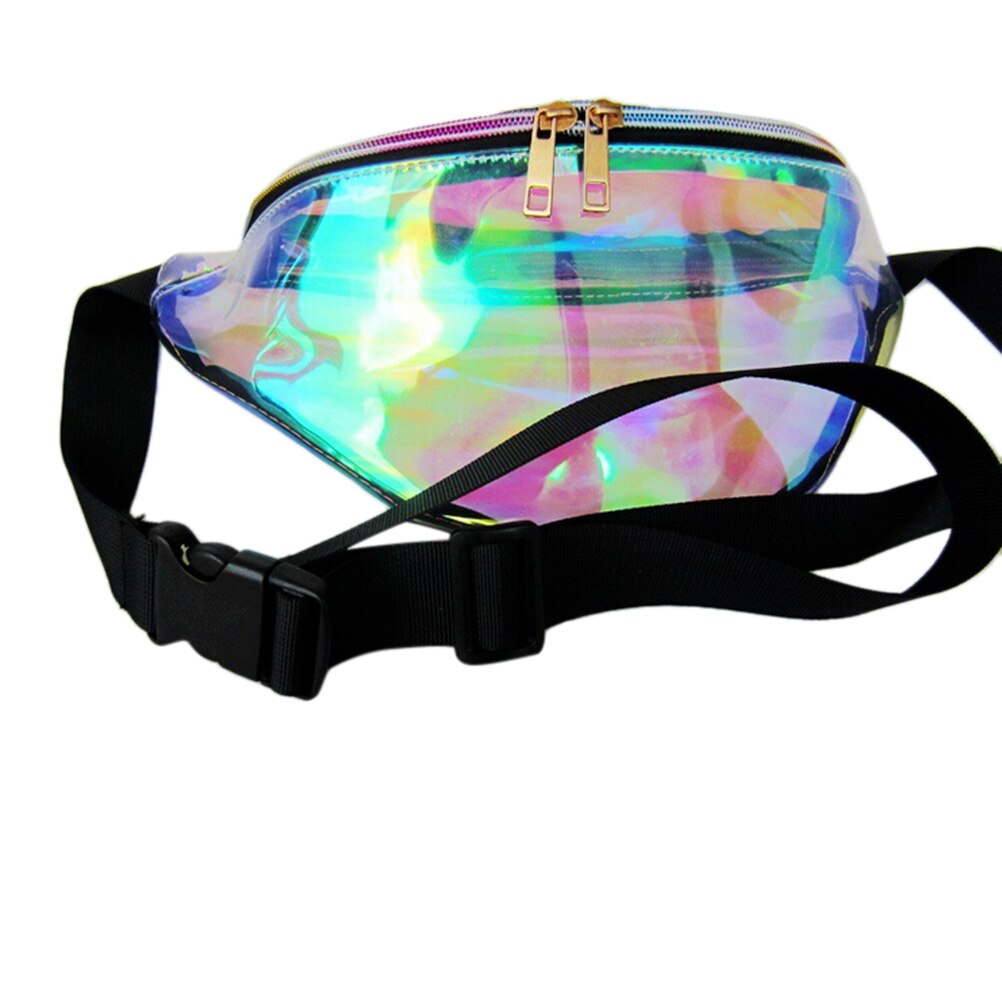 Punk arco-íris transparente fanny bum bolsa feminina cintura senhora menina retro saco