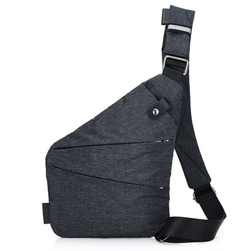 Reise menn lerret brystveske fitness messenger bag crossbody bag svart casual enkel enkelt anti-tyveri skulderveske