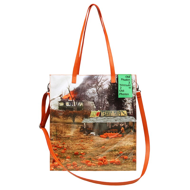 Yizistore original lyx handväska retrotryck dam vattentät canvas axelväska stor kapacitet unisex crossbody väska