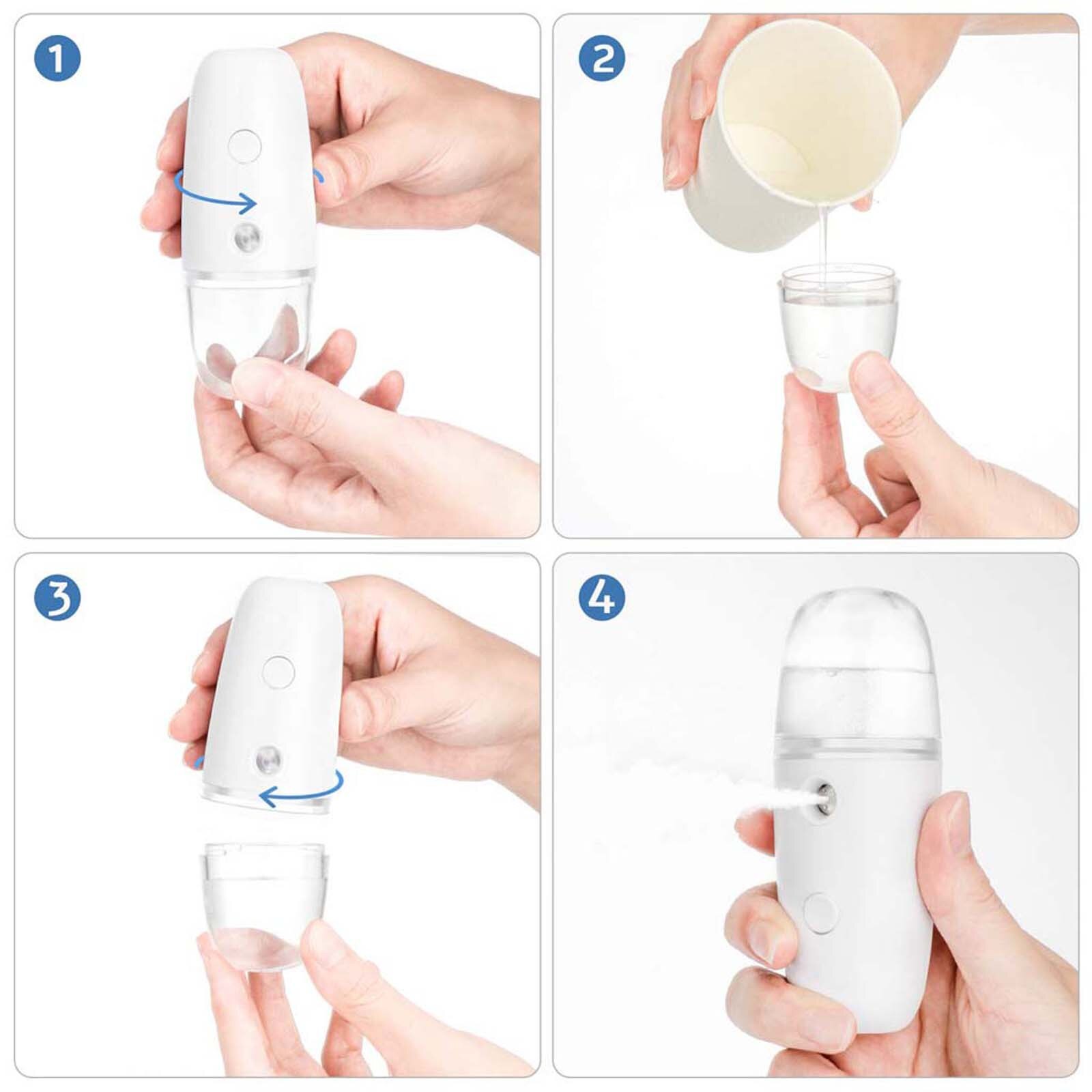 30Ml Facial Luchtbevochtiger Draagbare Schoonheid Instrument Oplaadbare Gezicht Steamer Mini Nano Spuiten Moisturizer Nano Facial Mist