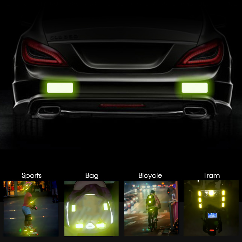 4pcs Car Door Sticker Decal Reflective Strip Warning Mark Tape Reflective Sticker OPEN High Sign Safety Light Reflector Strip