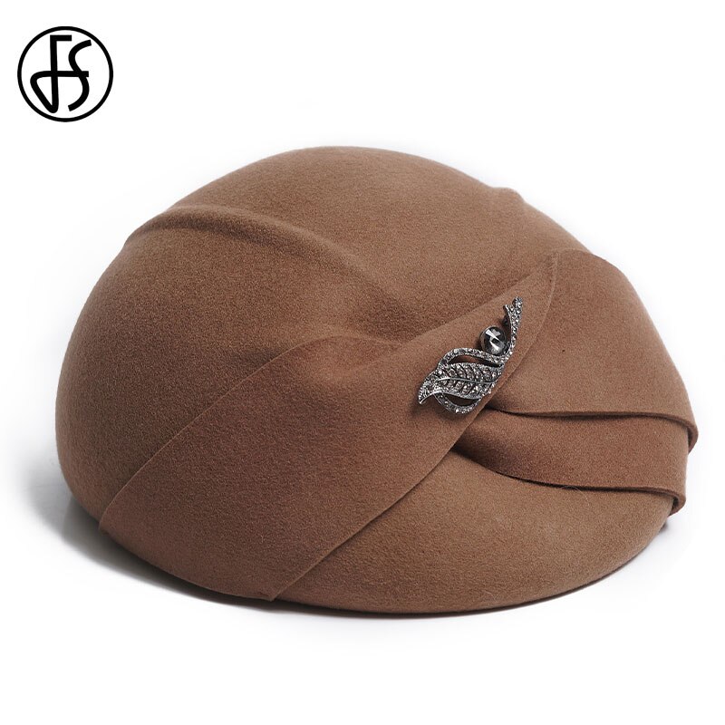 Fs Zwarte Baret Hoeden Voor Vrouwen Fedora Brede Rand Wolvilt Hoeden Cloche Hoed Voor Dames Hoed Vintage Kerk Ronde baretten Chapeau Femm