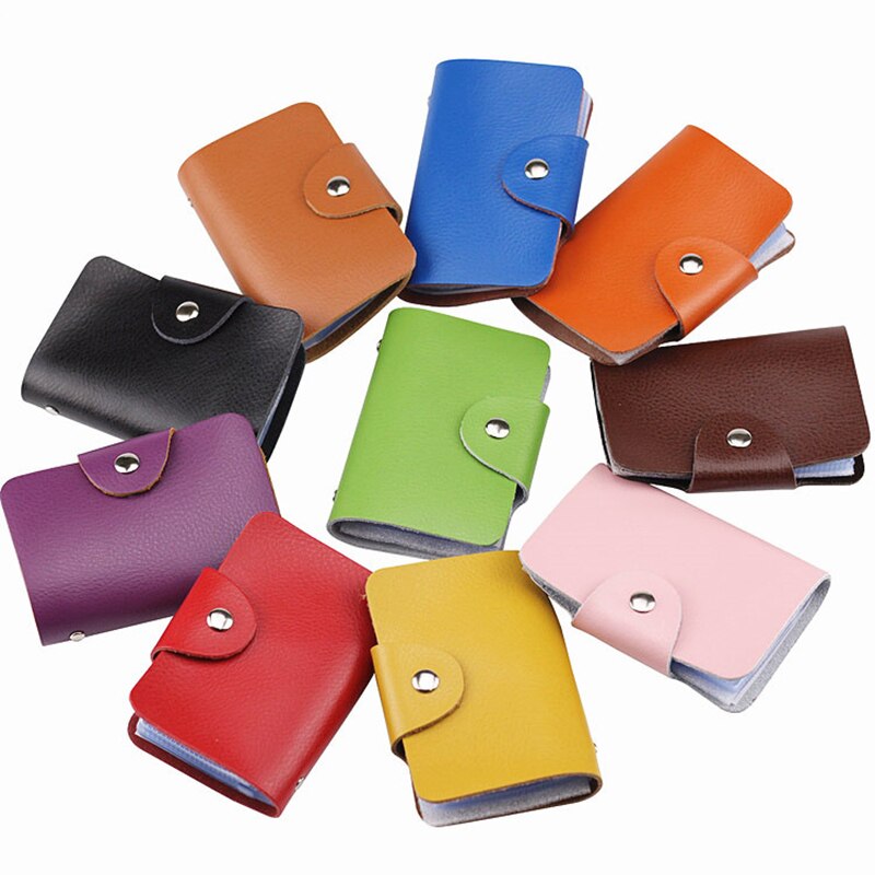 Porte-cartes de crédit 24 Bits, en PU, couleur unie, grande capacité, rangement, Clip, organisateur, étui pour identification, pochette: random