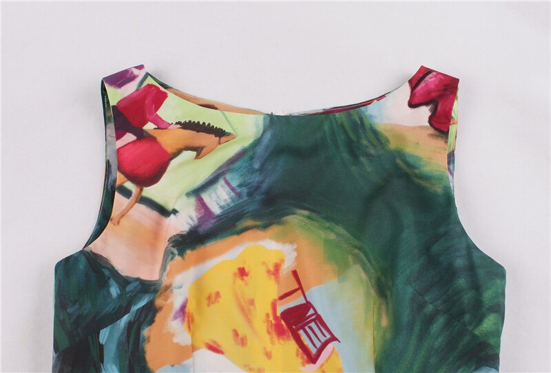 Summer Sleeveless Women Clothing Retro 50s 60s Cartoons Print Midi Dress Female Rockabilly Party Dresses Vintage Tunic Vestidos