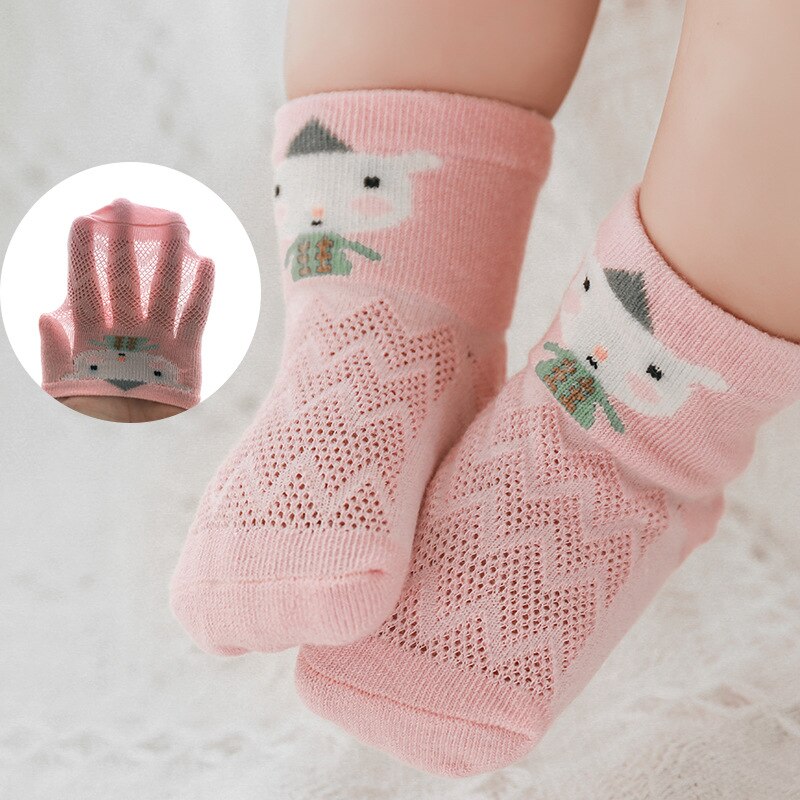 5Paare/viel Kinder&#39;s Socken Herbst Baumwolle Socken Mädchen 0-3Y Baby Karikatur Gittergewebe Socken Kinder Junge atmungsaktiv Socken umhauen Socke