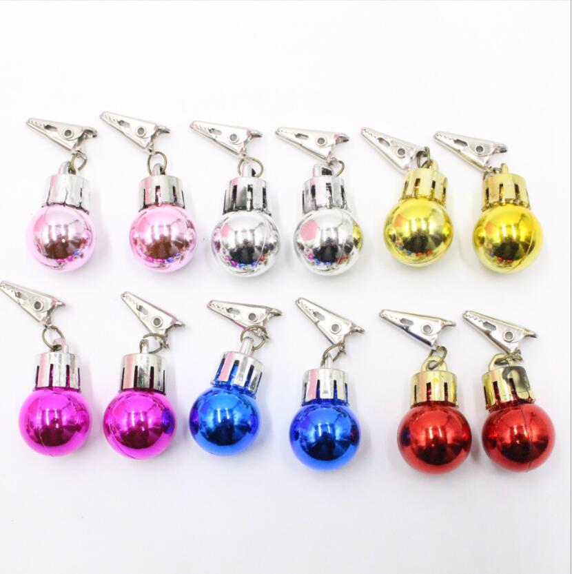 Perles d&#39;ampoule de noël de 12 pièces | Ornement de barbe coloré, Clip boule de noël, pendentif de barbe lumineux, boule de noël: B