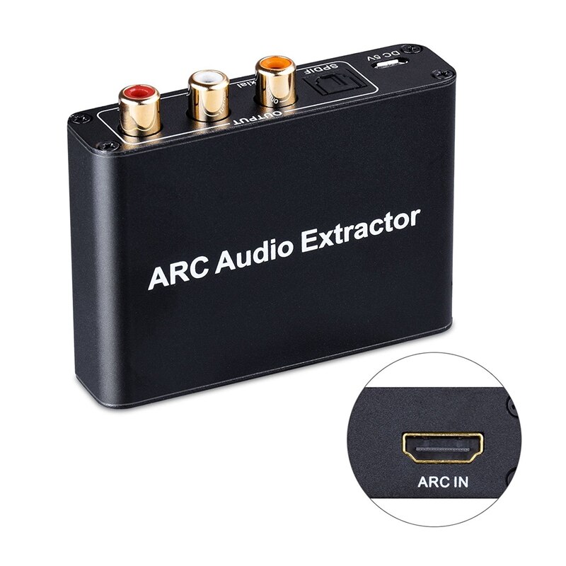 HDMI ARC Audio Adapter, HDMI Audio Extractor ARC to Optical TOSLINK SPDIF Coaxial + Analog 3.5mm L/R Stereo Audio Converter (Mos