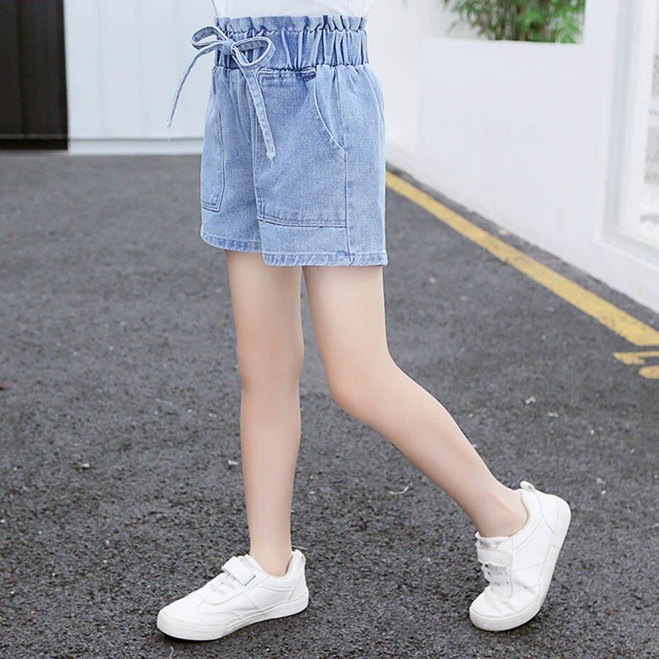 Filles été jean Style décontracté fille enfant jean court couleur unie enfant jean adolescent enfants jean vêtements