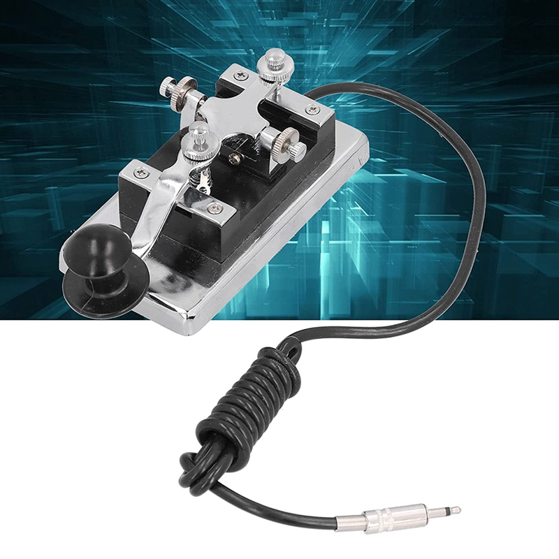Radio de onda corta Morse, máquina de práctica de superficie electrochapa CW, llave de telégrafo con resorte para bricolaje para experimentos