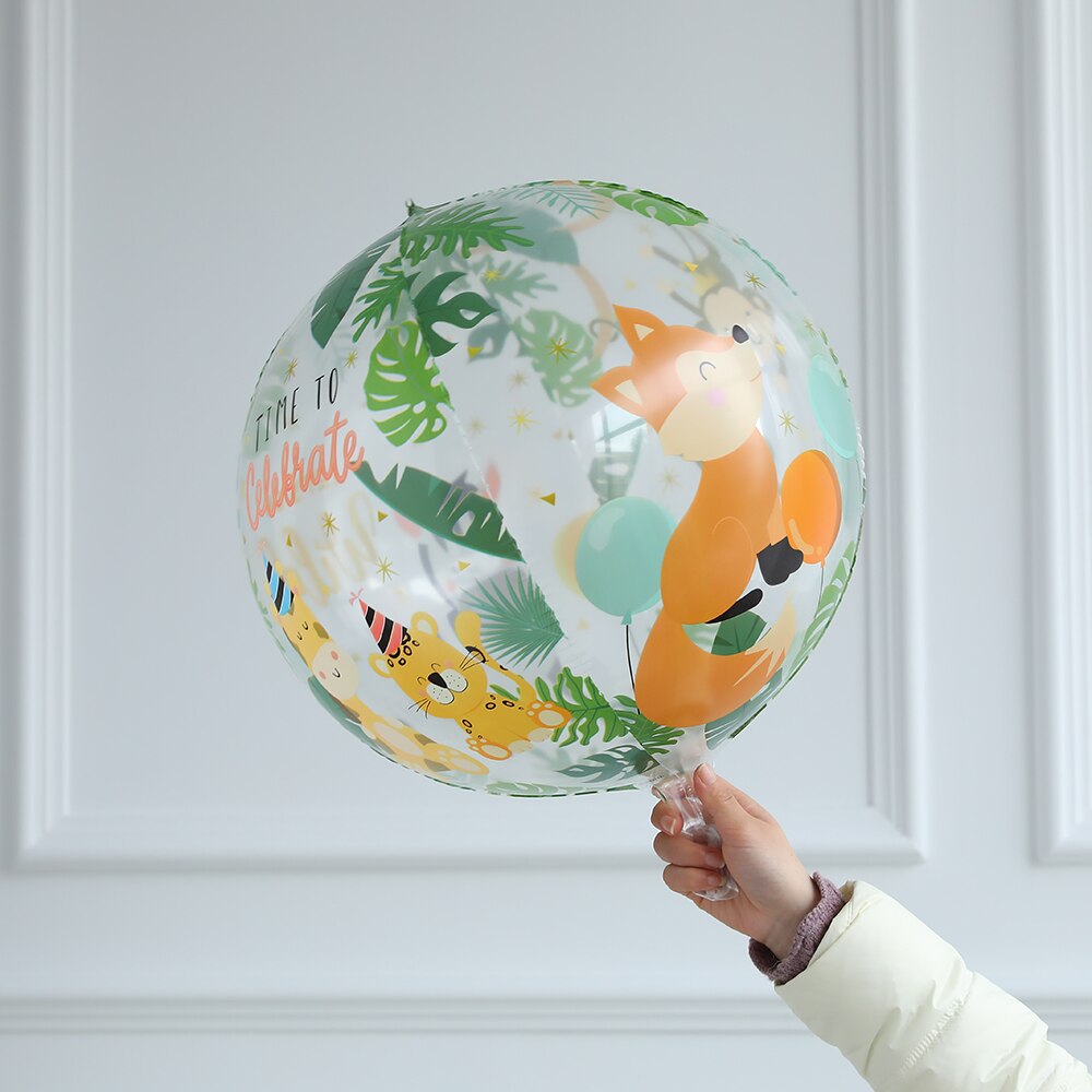 3pz 4d 22 pollici palloncini animali giungla bambino doccia bambini decorazione festa di compleanno dinosauri animali selvatici tigri Globos trasparenti