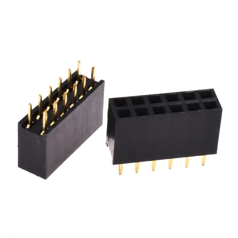 10pcs 2.54mm 2mm Connector Female Set 1X4 to 1X40 Pin 2X4 to 2X25 Pins Single Double Row PCB Connector Strip Pin Header: 2x6Pin