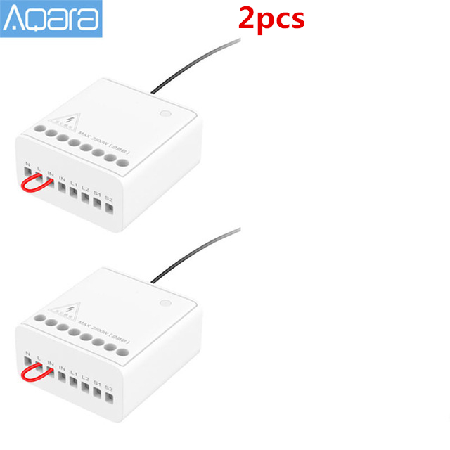 Aqara-módulo de control bidireccional, controlador de relé inalámbrico de 2 canales, funciona con xiaomi mijia smart home APP Mijia Home kit: 2pcs Two way control